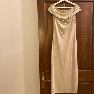 Elegant Cream Off-Shoulder Dress